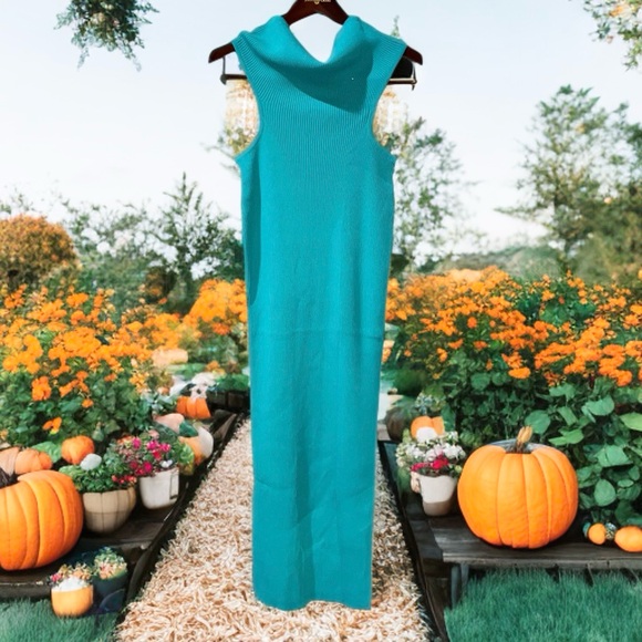 Meshki Kori Knit Bandeau Maxi Dress Aquamarine Stretch Strapless Sz XL NWT - Picture 6 of 13